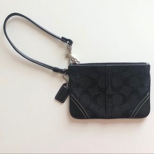 Coach Black CC Canvas & Leather Wristlet